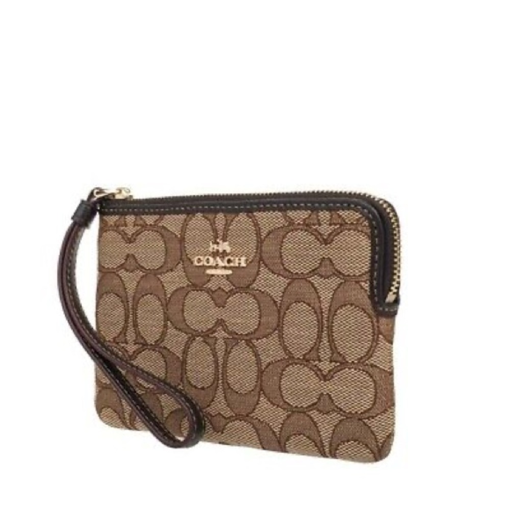 Coach Signature Wristlet Khaki Brown